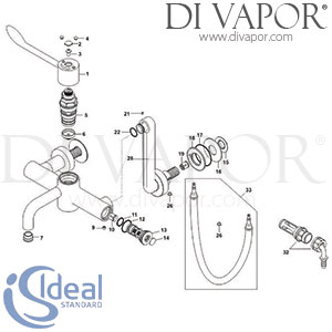 Ideal Standard Markwik Therm Wall Mounted Non Domestic Tap Spare Parts - IDL DV 245